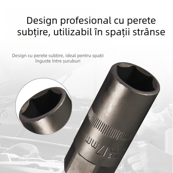 Cheie pneumatică cu soclu, prelungită, din oțel vanadiu cu finisaj electroforetic, unealtă pentru reparații auto