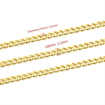 Lanț cubanez din oțel inoxidabil, unisex, placare electrolitică, finisaj șlefuit pe ambele fețe, marca Huilte