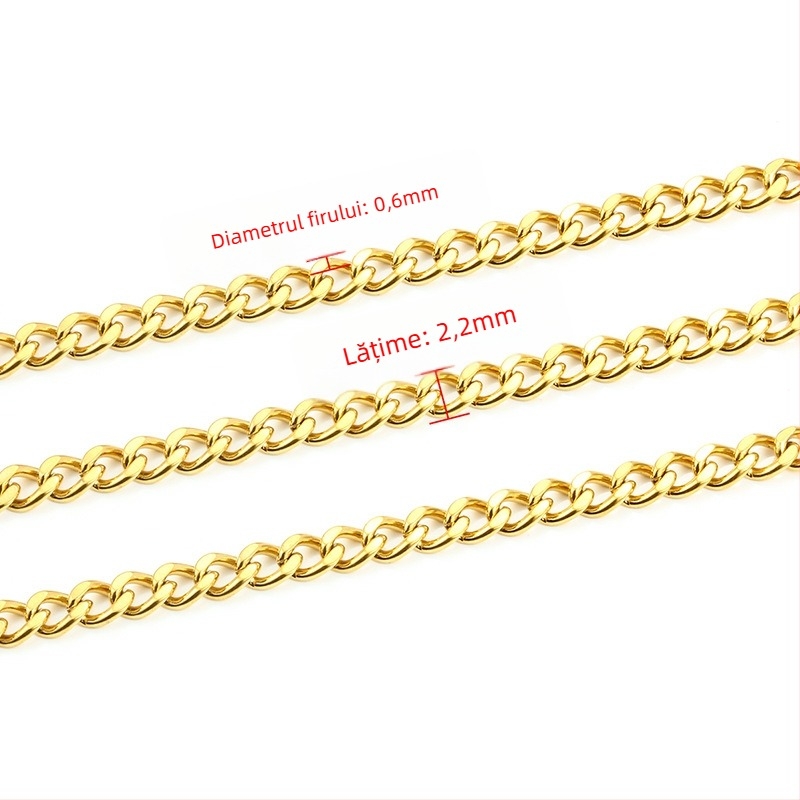 Lanț cubanez din oțel inoxidabil, unisex, placare electrolitică, finisaj șlefuit pe ambele fețe, marca Huilte