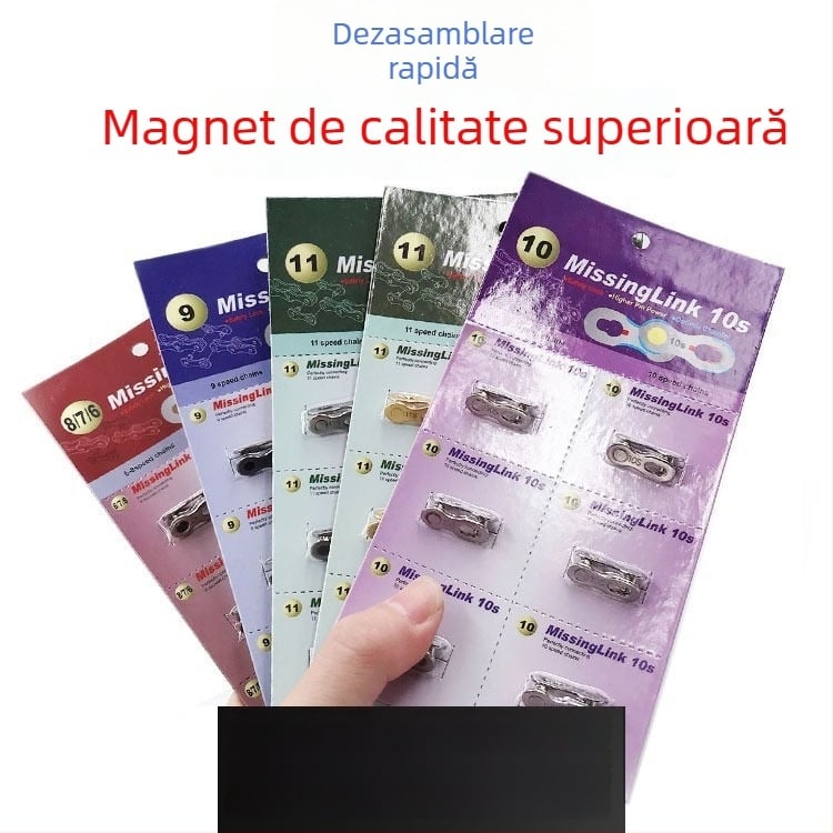 Lanț de bicicletă cu încuietoare Magic Buckle, model universal, oțel, compatibil MTB 8-11 viteze și road 24/27/30 viteze, tensiune de rupere 1000