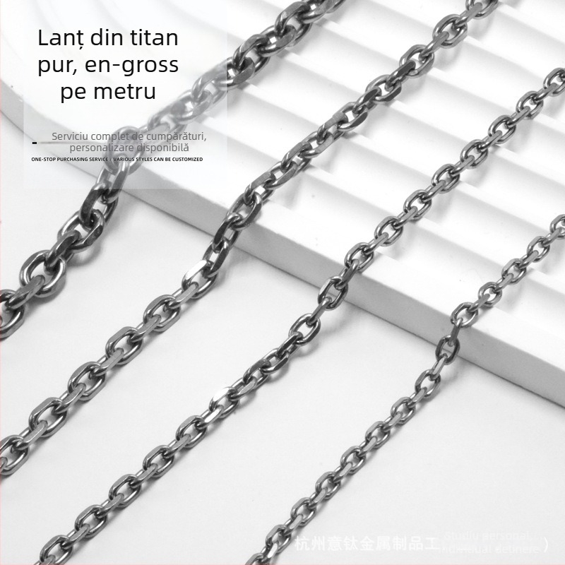 Lanț Taijiao din titan pur, ușor și rezistent la coroziune, metal placat electroplatinat pentru bărbați și femei