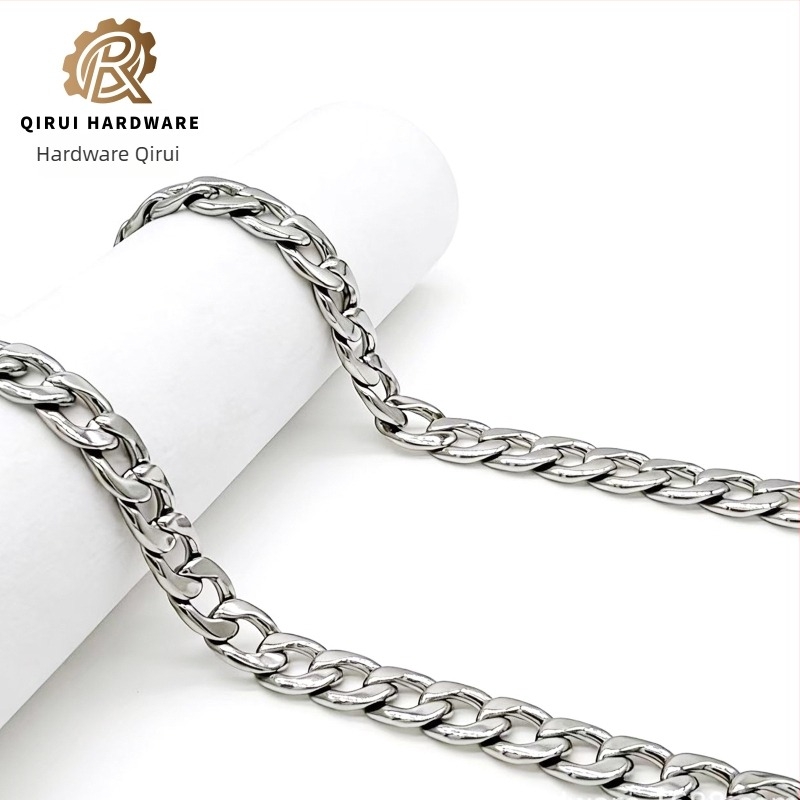 Colier Cuban din oțel titan – placare electroplatină, model L0001, lungime personalizabilă