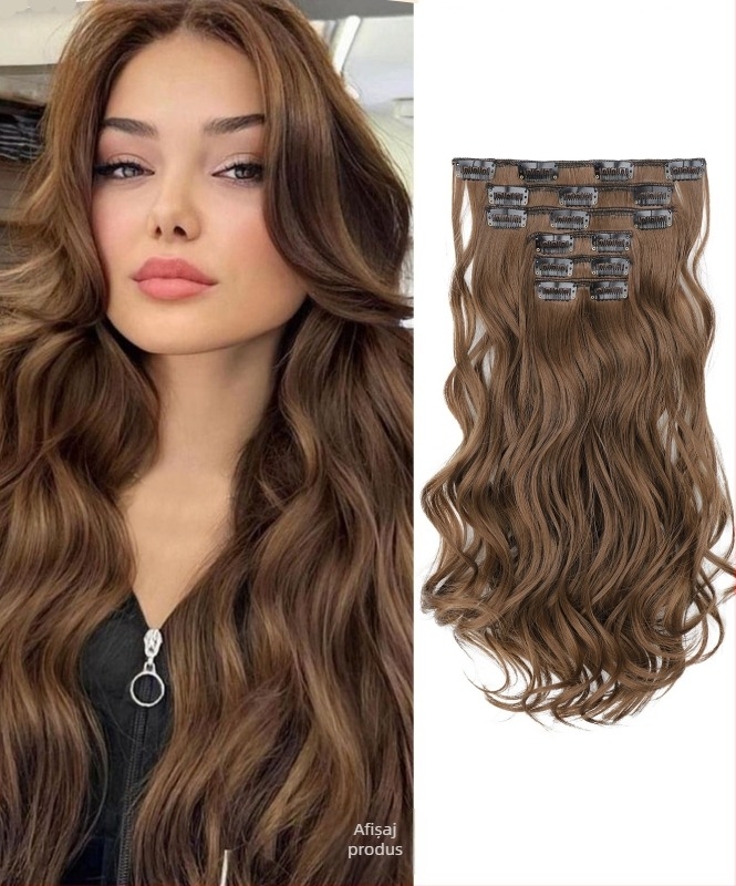 Set clip-in păr, fibre rezistente la temperaturi înalte, volum, procesare mecanică, fără vopsire sau permanentă