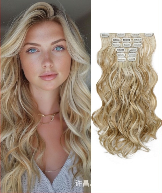 Set clip-in păr, fibre rezistente la temperaturi înalte, volum, procesare mecanică, fără vopsire sau permanentă