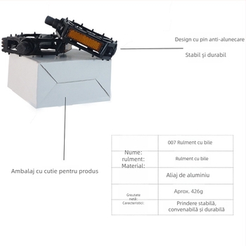Pedala de bicicletă cu reflector, aliaj de aluminiu, model Smooth Travel British, pentru bicicletă