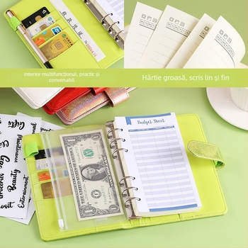 Caiet cu foi detașabile, copertă PU, 100 pagini, hârtie Forest 80 gsm, copertă din piele ecologică, stil creativ