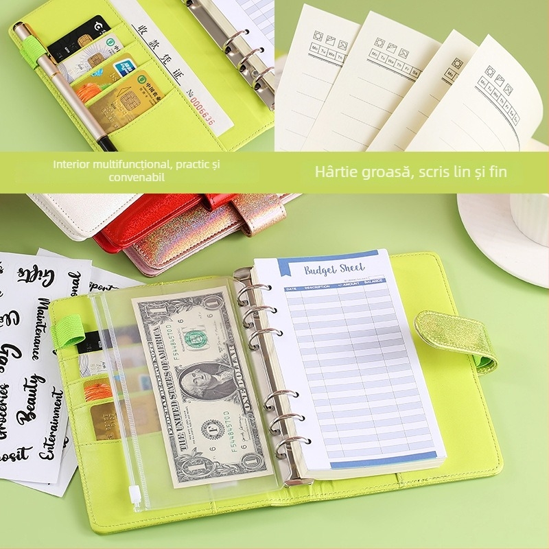 Caiet cu foi detașabile, copertă PU, 100 pagini, hârtie Forest 80 gsm, copertă din piele ecologică, stil creativ