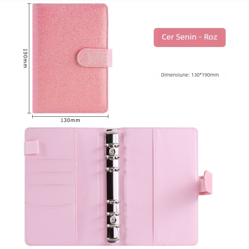 Caiet cu foi detașabile, copertă PU, 100 pagini, hârtie Forest 80 gsm, copertă din piele ecologică, stil creativ