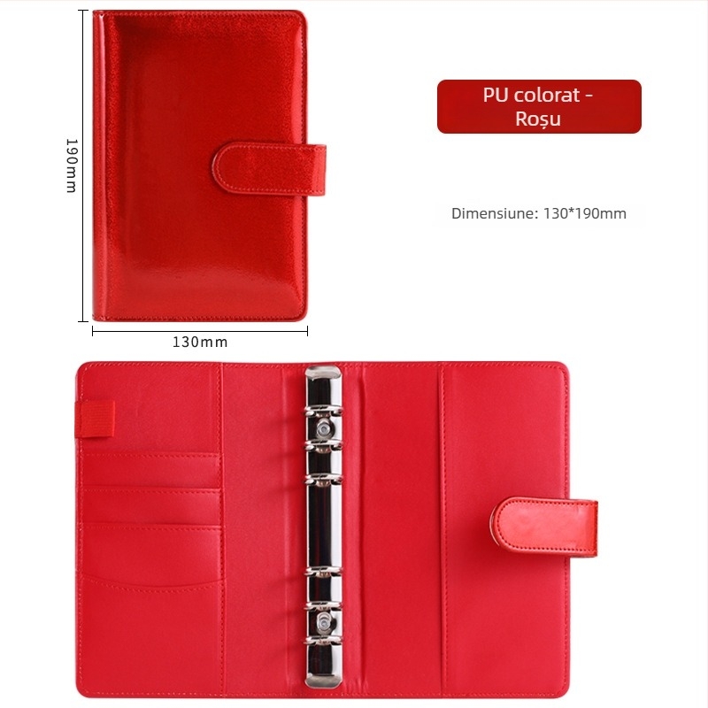 Caiet cu foi detașabile, copertă PU, 100 pagini, hârtie Forest 80 gsm, copertă din piele ecologică, stil creativ