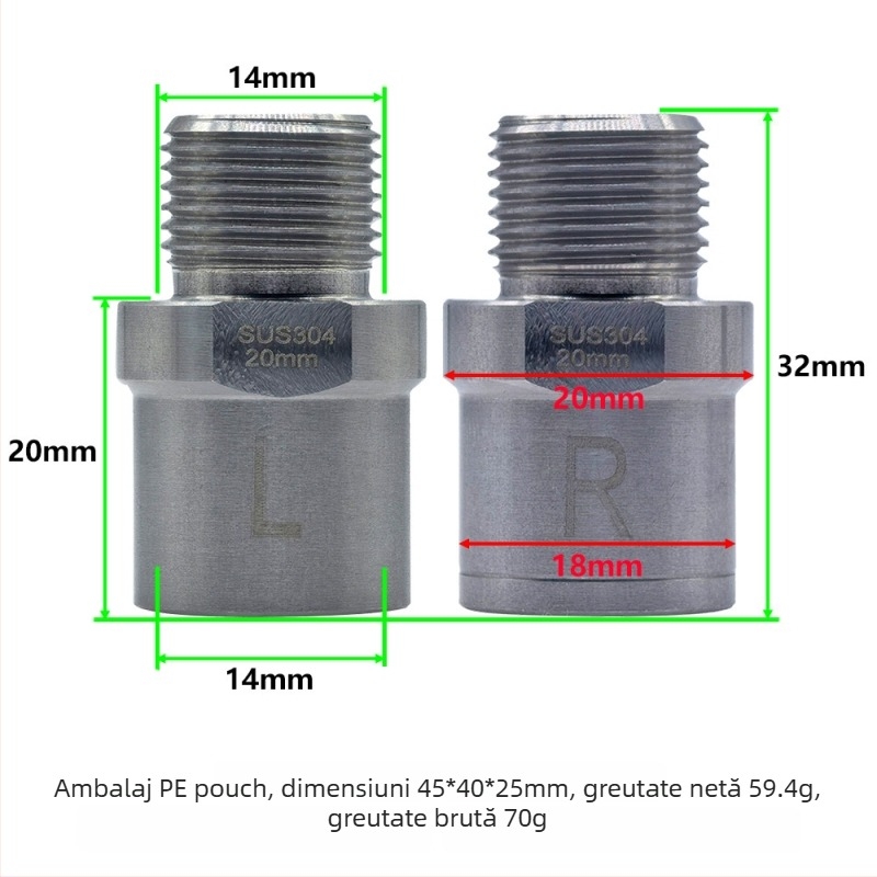 Ax de extensie pentru pedale pentru biciclete MTB și de șosea, oțel inox SUS304, model SUS304