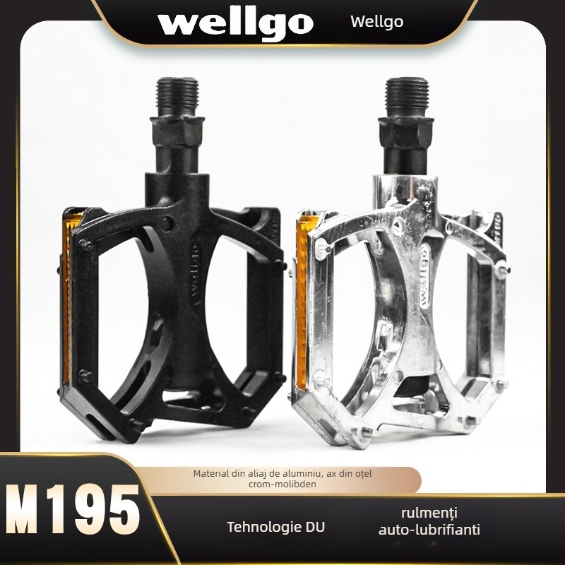 Pedale Vig 195 din aliaj de aluminiu pentru bicicletă de munte, cu rulmenți și benzi reflectorizante