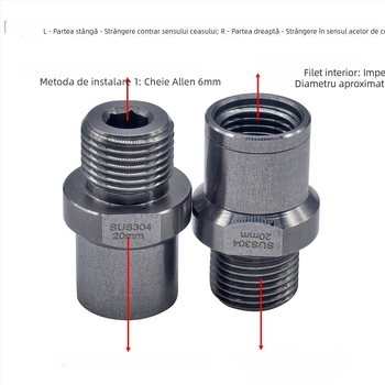 Adaptor pentru conversie profil dinți pedale bicicletă, oțel inoxidabil, compatibil cu brațul de 9/16 inchi și pedala de 1/2 inchi