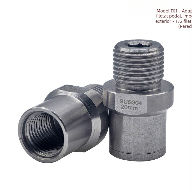 Adaptor pentru conversie profil dinți pedale bicicletă, oțel inoxidabil, compatibil cu brațul de 9/16 inchi și pedala de 1/2 inchi