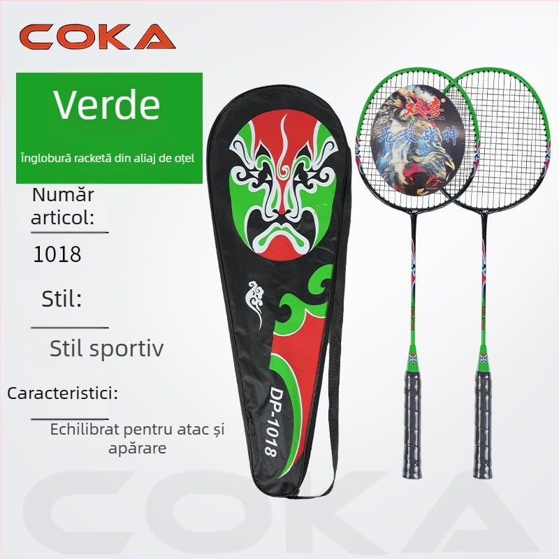 Rachetă de badminton Coca cu cadru din aliaj de oțel, coarde din nylon, pentru începători amatori, 95–100 g, grosimea mânerului G5