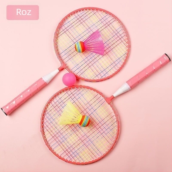 Rachetă de badminton pentru copii, ramă dreaptă, material ramă: aliaj de fier, greutate 95–100 g, grosime priză G2, rigiditate ax medie