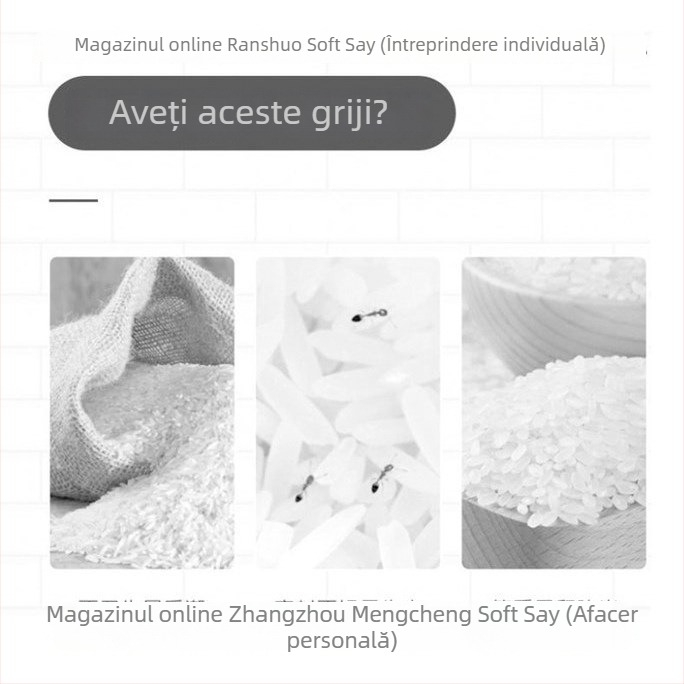 Recipient depozitare orez – Rezistent la umezeală, anti-insecte, etanș, din plastic, capacitate sub 4L