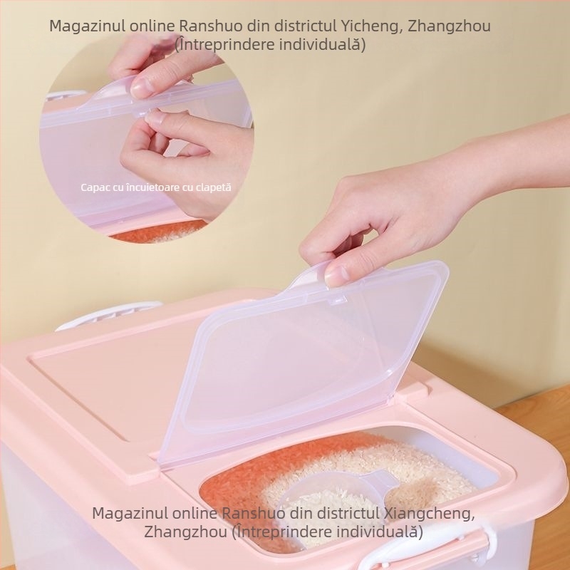 Recipient depozitare orez – Rezistent la umezeală, anti-insecte, etanș, din plastic, capacitate sub 4L
