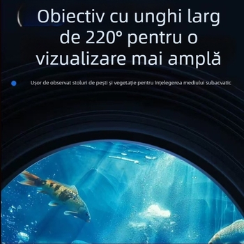 Detector subacvatic de pește, cu unghi de vizualizare 220°, alimentare DC 10–18V, interval de adâncime 0,6–30 m, suport limbă Engleză
