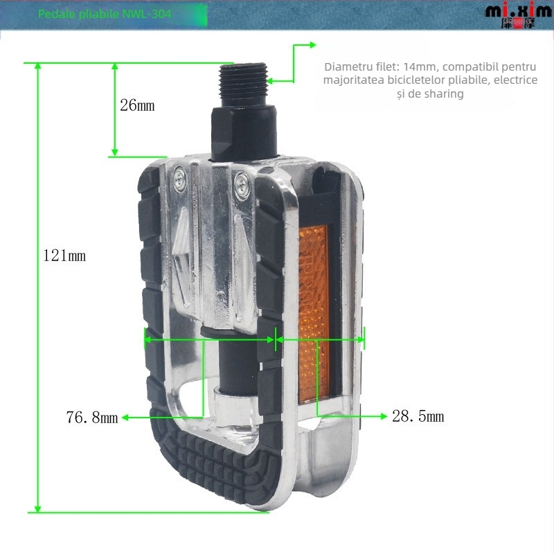 NWL-304 pedala de bicicletă pliabilă din aliaj de aluminiu — Seymour/mi.xim, etichetă privată licențiată: Da, personalizare procesare: Nu