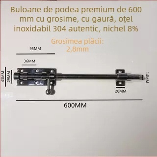 Broască de ușă tip Cer și Pământ, din oțel inoxidabil, suprafață lustruită, set cu broaște superioare și inferioare cu capac anti-praf