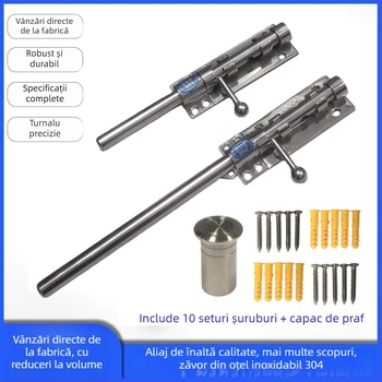 Broască de ușă tip Cer și Pământ, din oțel inoxidabil, suprafață lustruită, set cu broaște superioare și inferioare cu capac anti-praf