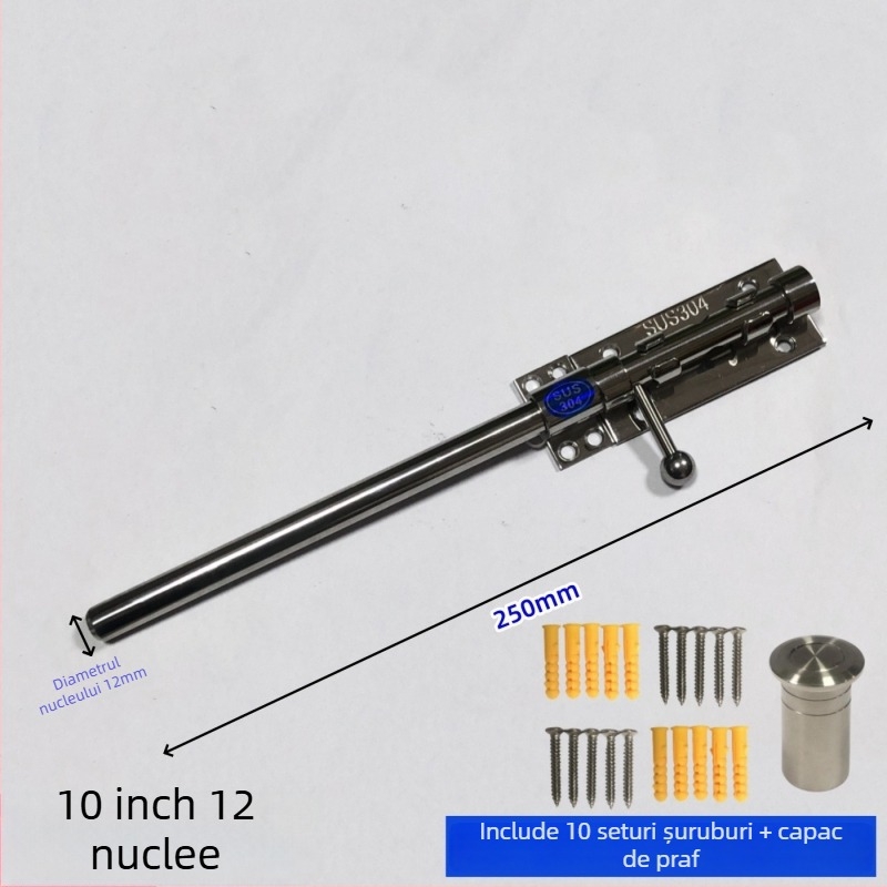 Broască de ușă tip Cer și Pământ, din oțel inoxidabil, suprafață lustruită, set cu broaște superioare și inferioare cu capac anti-praf