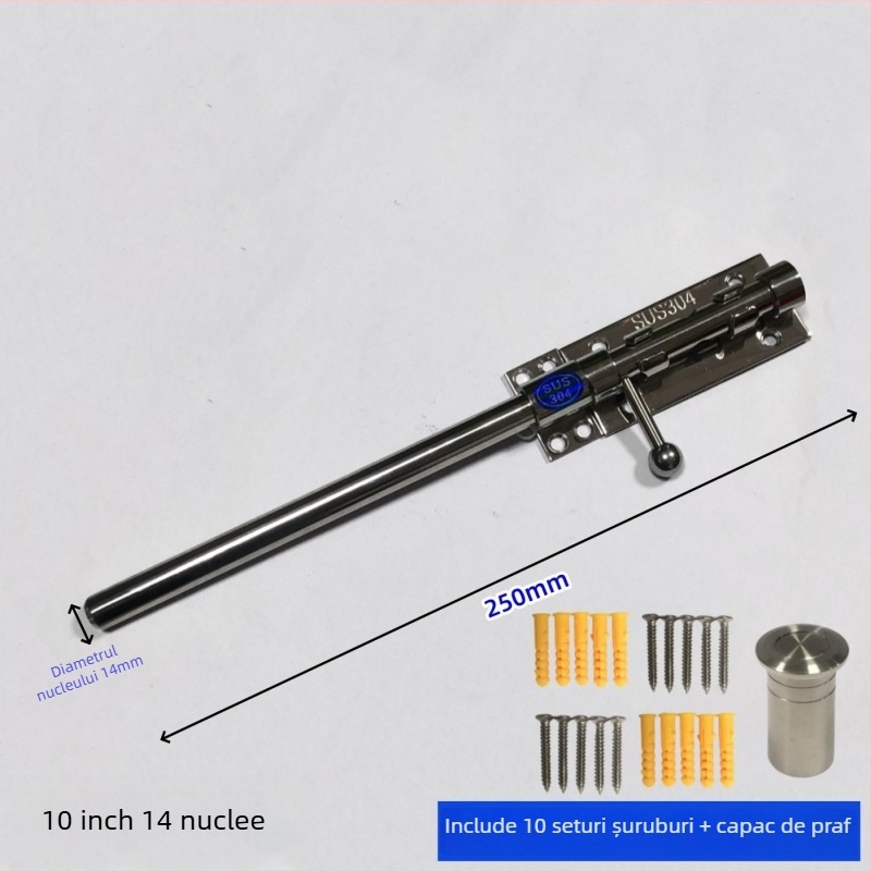 Broască de ușă tip Cer și Pământ, din oțel inoxidabil, suprafață lustruită, set cu broaște superioare și inferioare cu capac anti-praf