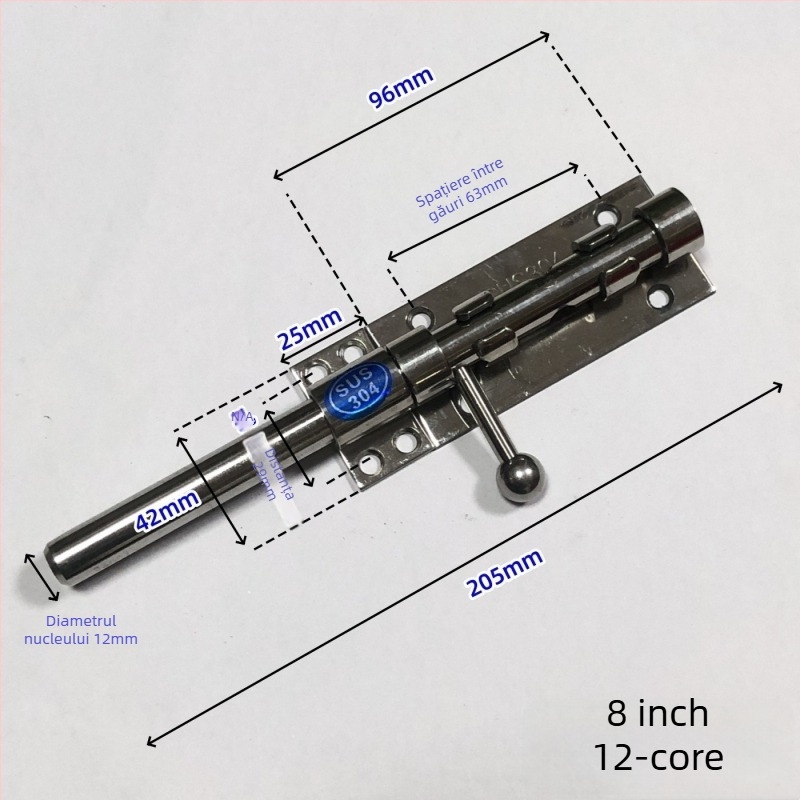 Broască de ușă tip Cer și Pământ, din oțel inoxidabil, suprafață lustruită, set cu broaște superioare și inferioare cu capac anti-praf