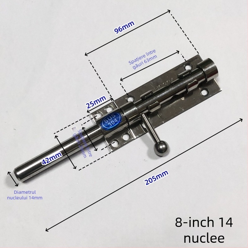 Broască de ușă tip Cer și Pământ, din oțel inoxidabil, suprafață lustruită, set cu broaște superioare și inferioare cu capac anti-praf