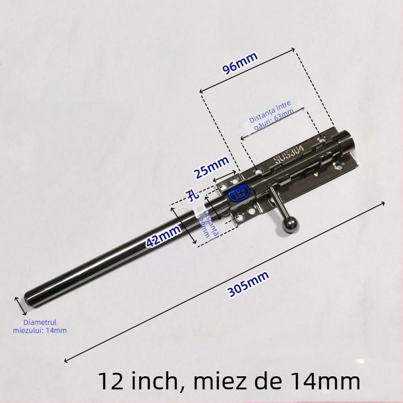 Broască de ușă tip Cer și Pământ, din oțel inoxidabil, suprafață lustruită, set cu broaște superioare și inferioare cu capac anti-praf