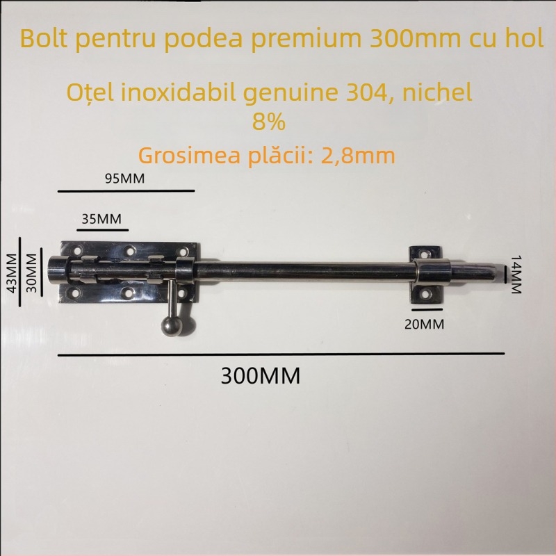 Broască de ușă tip Cer și Pământ, din oțel inoxidabil, suprafață lustruită, set cu broaște superioare și inferioare cu capac anti-praf