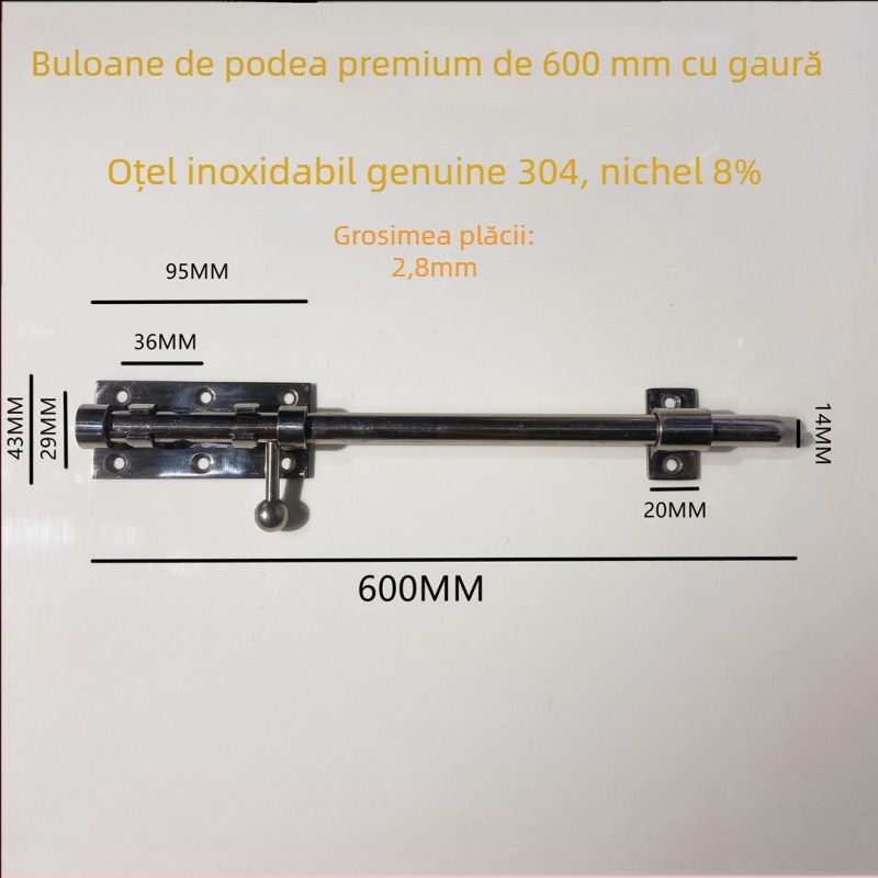 Broască de ușă tip Cer și Pământ, din oțel inoxidabil, suprafață lustruită, set cu broaște superioare și inferioare cu capac anti-praf
