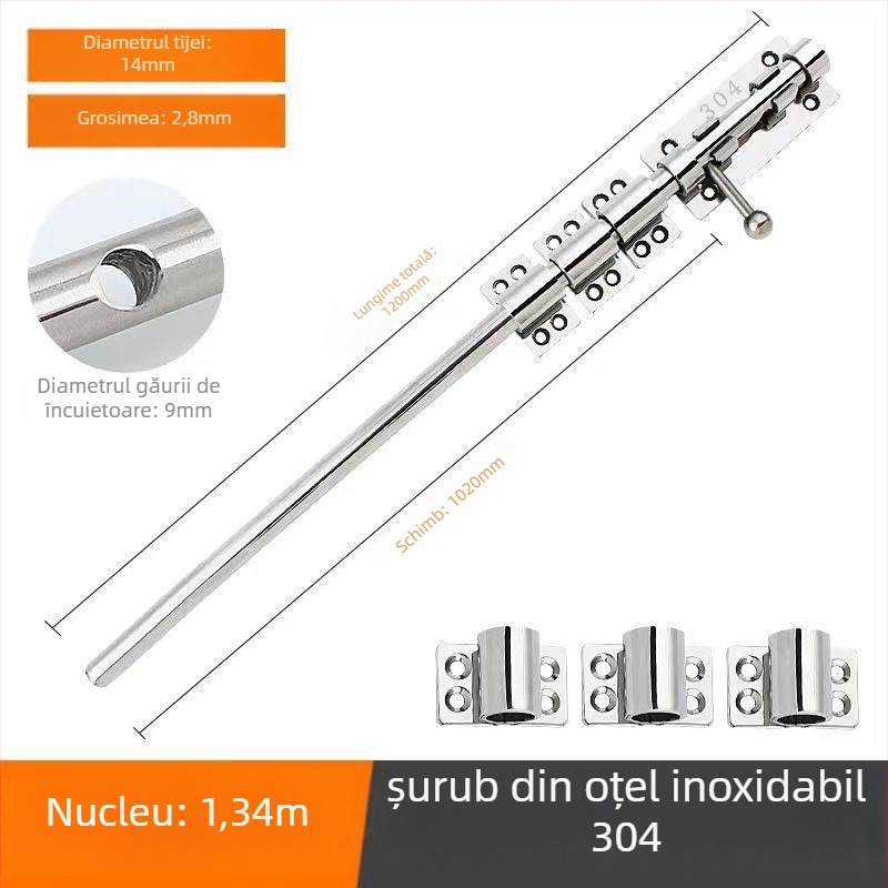 Broască de ușă tip Cer și Pământ, din oțel inoxidabil, suprafață lustruită, set cu broaște superioare și inferioare cu capac anti-praf