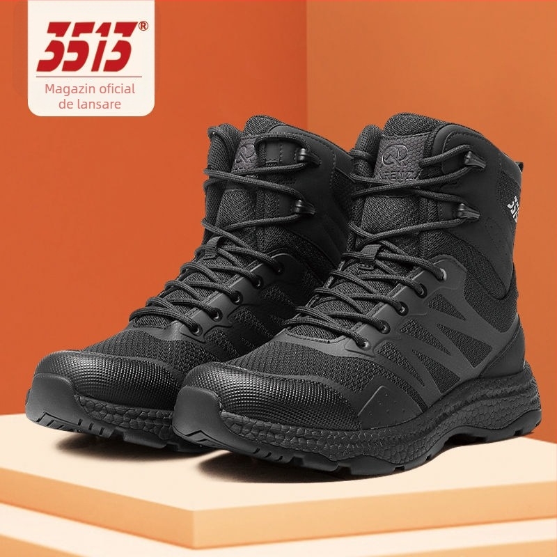 Ghete de drumeție Cruiser 3513 – Exterior din piele și plasă, Înălțime medie, Anti-punctură, talpă EVA, talpă din cauciuc rezistentă la uzură