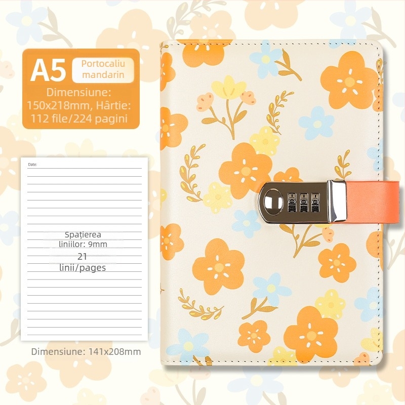 Caiet cu copertă din piele sintetică, legare cu ață, hârtie Dowling, 80 g/m², 200–300 pagini