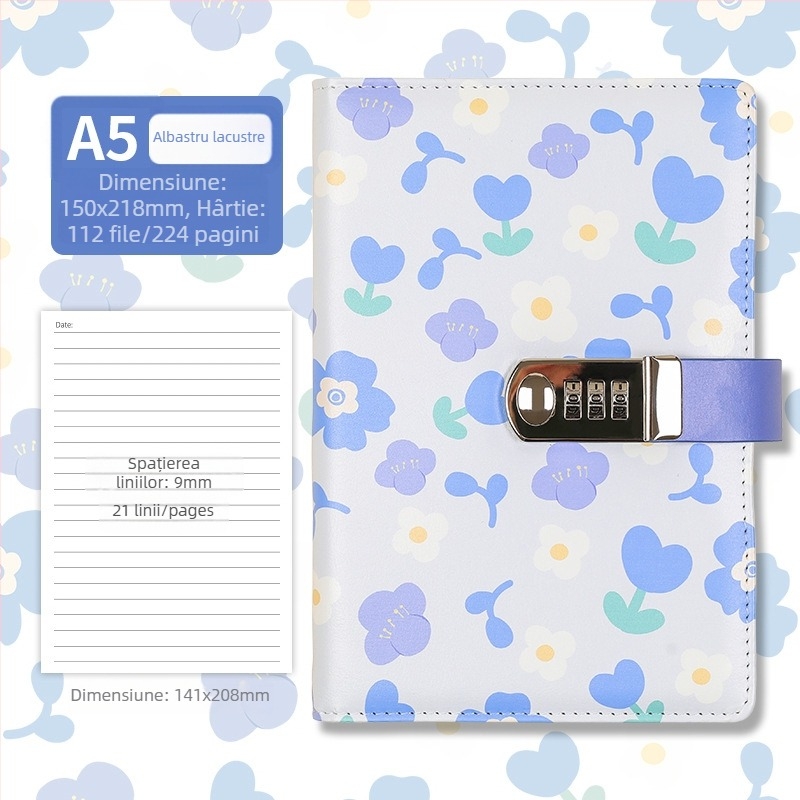 Caiet cu copertă din piele sintetică, legare cu ață, hârtie Dowling, 80 g/m², 200–300 pagini