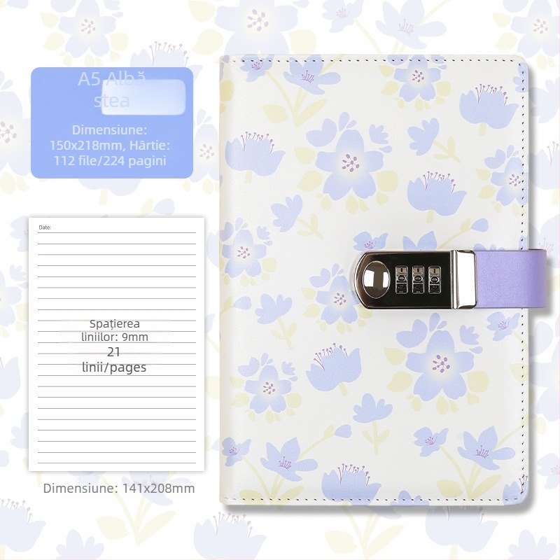 Caiet cu copertă din piele sintetică, legare cu ață, hârtie Dowling, 80 g/m², 200–300 pagini