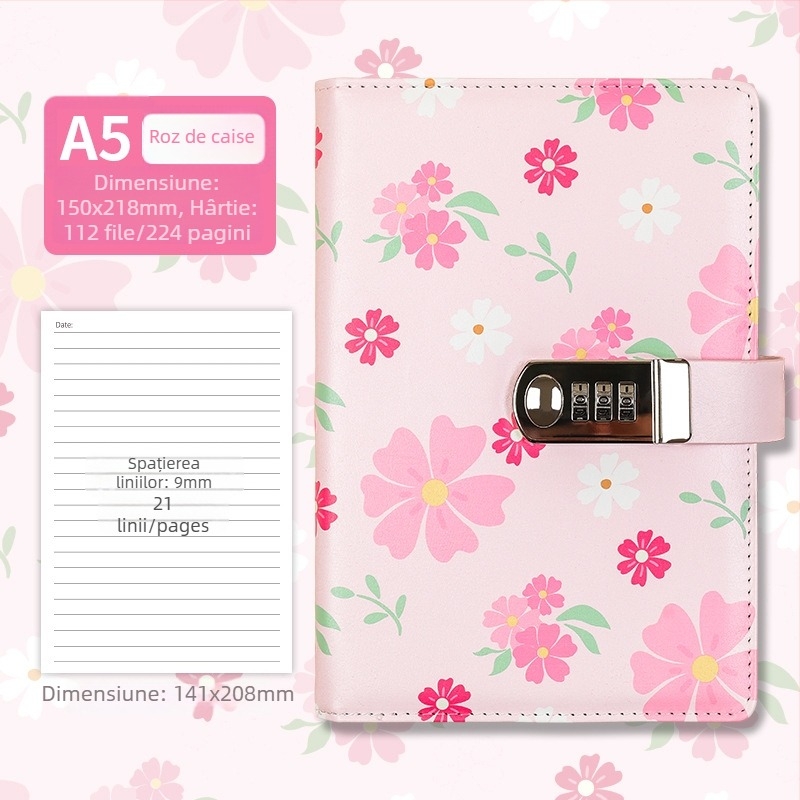 Caiet cu copertă din piele sintetică, legare cu ață, hârtie Dowling, 80 g/m², 200–300 pagini