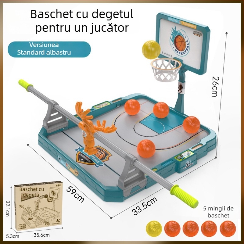 Joc de masă baschet cu degetele pentru copii – luptă interactivă în interior cu cronometru, pentru vârsta 4–6 ani