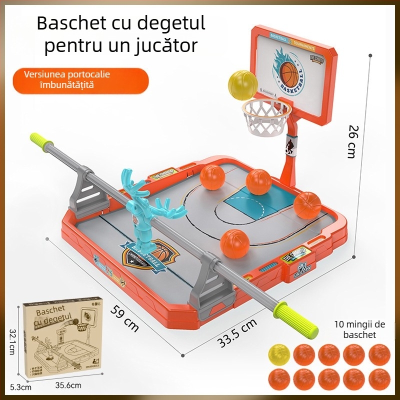 Joc de masă baschet cu degetele pentru copii – luptă interactivă în interior cu cronometru, pentru vârsta 4–6 ani