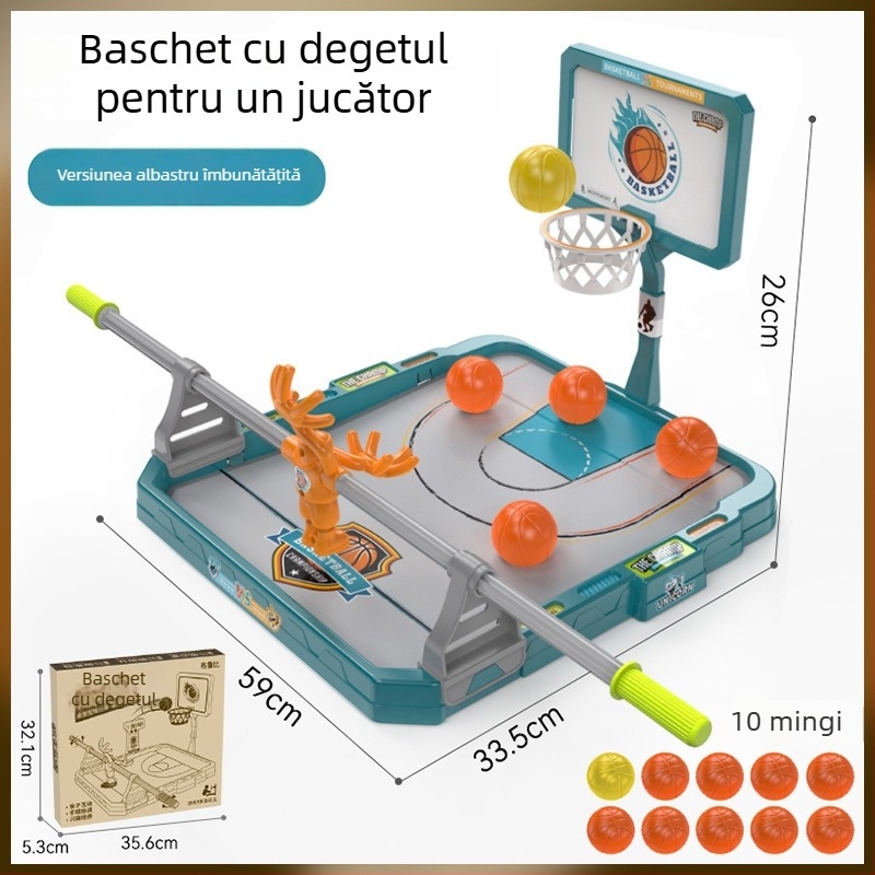 Joc de masă baschet cu degetele pentru copii – luptă interactivă în interior cu cronometru, pentru vârsta 4–6 ani