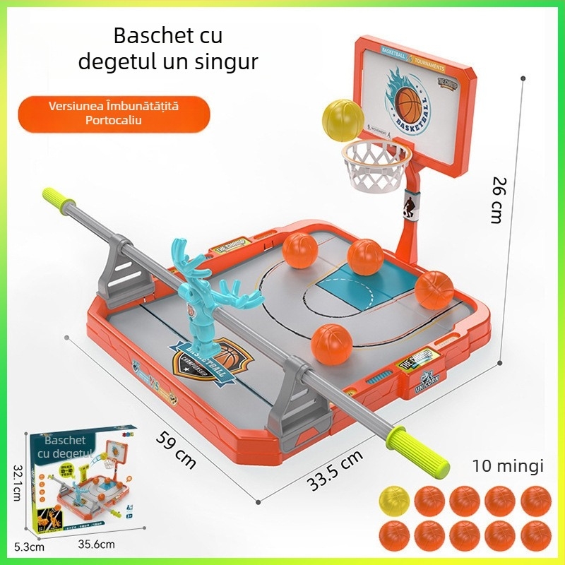 Joc de masă baschet cu degetele pentru copii – luptă interactivă în interior cu cronometru, pentru vârsta 4–6 ani