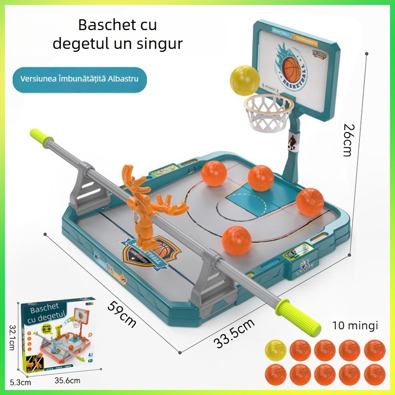 Joc de masă baschet cu degetele pentru copii – luptă interactivă în interior cu cronometru, pentru vârsta 4–6 ani
