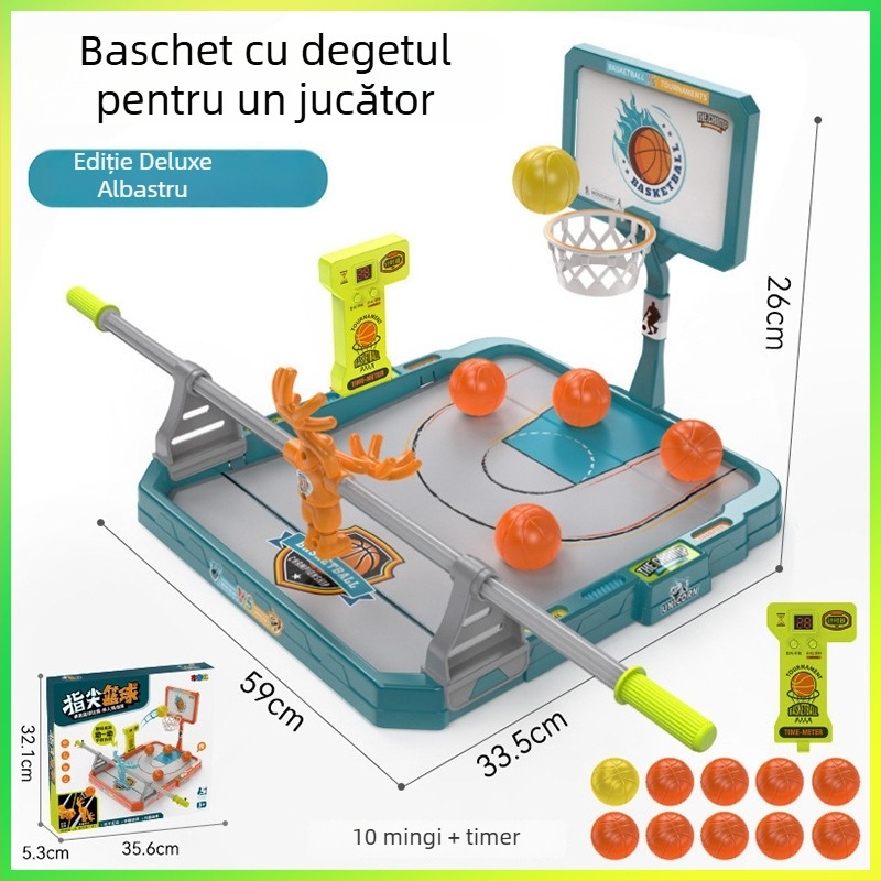 Joc de masă baschet cu degetele pentru copii – luptă interactivă în interior cu cronometru, pentru vârsta 4–6 ani