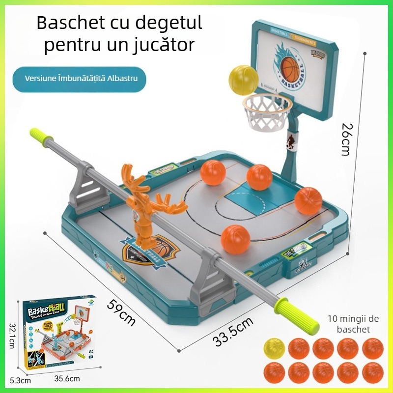 Joc de masă baschet cu degetele pentru copii – luptă interactivă în interior cu cronometru, pentru vârsta 4–6 ani