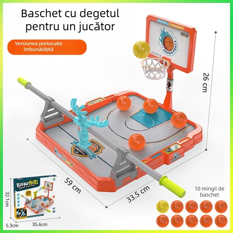Joc de masă baschet cu degetele pentru copii – luptă interactivă în interior cu cronometru, pentru vârsta 4–6 ani
