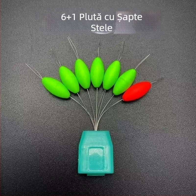 Plută de pescuit pentru deriva verticală – șapte stele, înaltă sensibilitate, formă cilindrică olivă, din material compozit