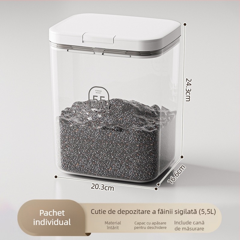 Youqin recipient plastic pătrat pentru depozitare, capacitate 5L+, personalizabil, necompatibil cu microunde