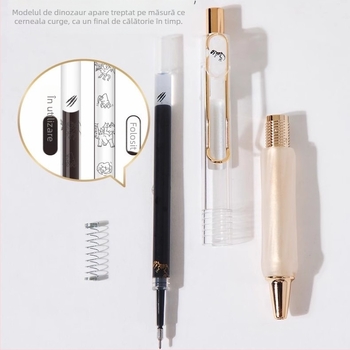 Stilou gel retractabil Heshuo Student, design anti-cădere, vârf metalic de tip ac, corp din plastic, cerneală cu uscare rapidă, destinat examenelor