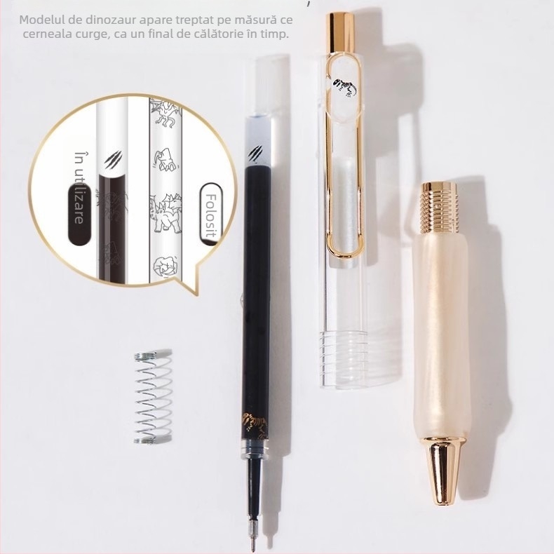 Stilou gel retractabil Heshuo Student, design anti-cădere, vârf metalic de tip ac, corp din plastic, cerneală cu uscare rapidă, destinat examenelor